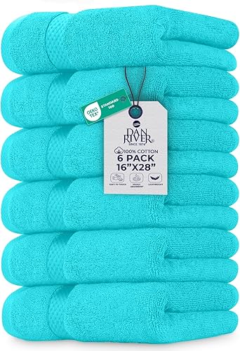 Miniatura 13 de DAN RIVER Paquete de 6 toallas de mano de alta calidad (16 x 28 pulgadas), 100% algodón, ultra suaves, ligeras, altamente absorbentes, para baño