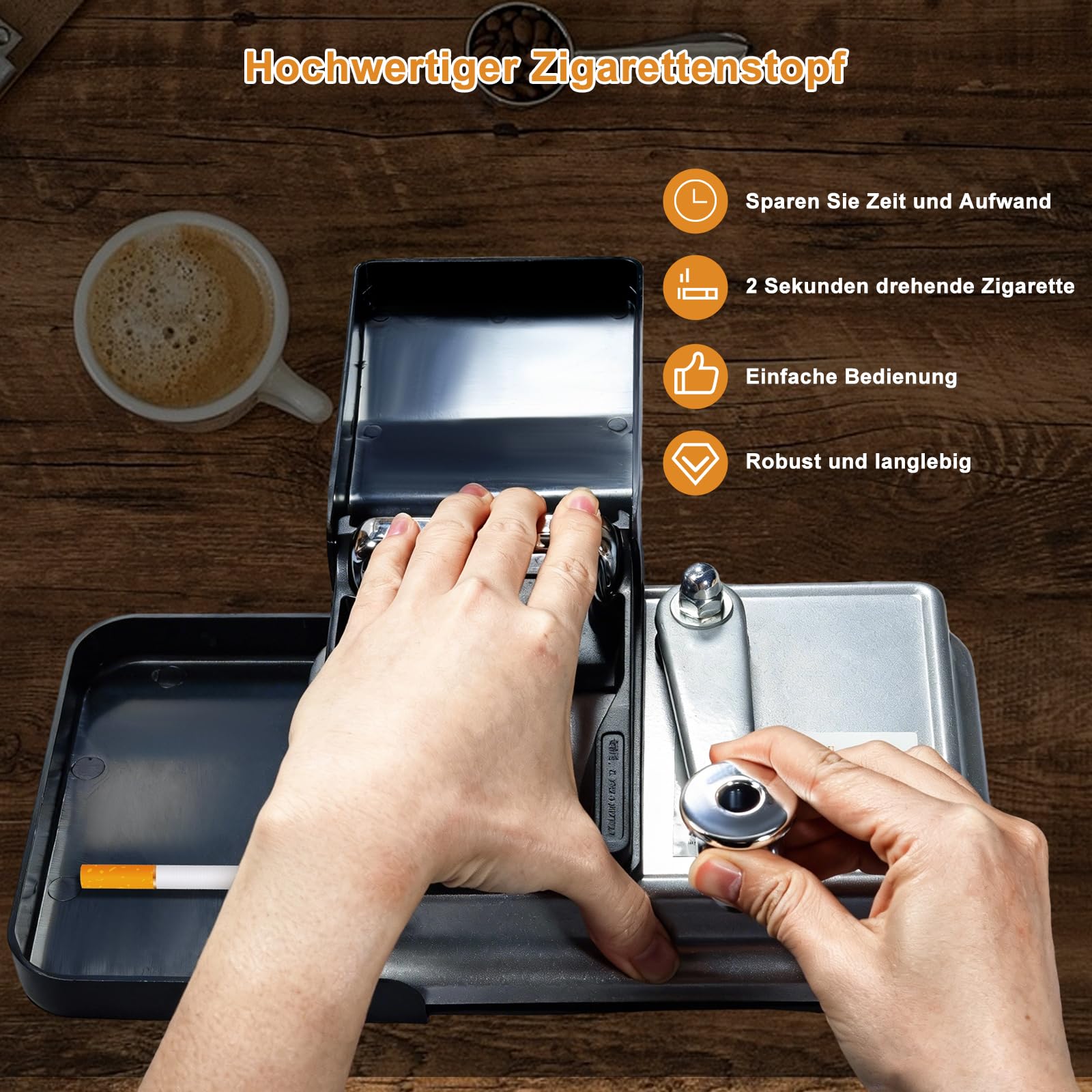 Zigarettenstopfmaschine, Vomdeson 8mm Durchmesser Manuell Stopfmaschine für Zigaretten, Cigarette Rolling Machine, mit Zigarettenetui und Zubehör