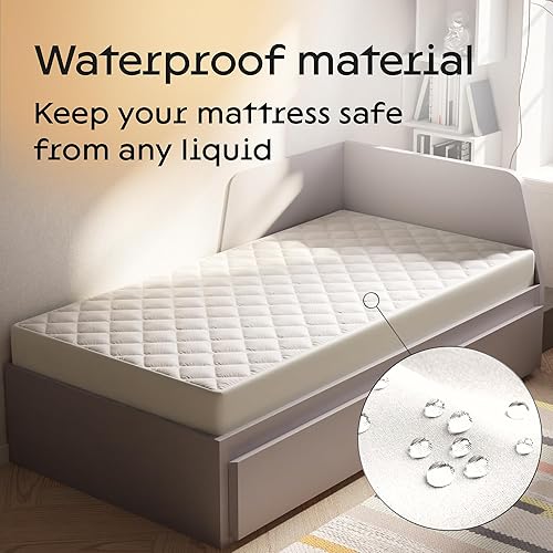 Miniatura 3 de Protector de colchón individual 100% impermeable, protección de 360 almohadillas contra derrames, manchas y accidentes para padres y dueños de