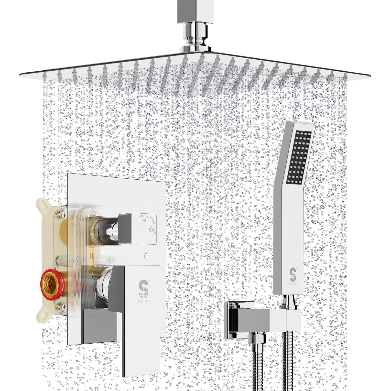 Ensemble douche effet pluie anti-calcaire pour rénovation de salle de bain chic