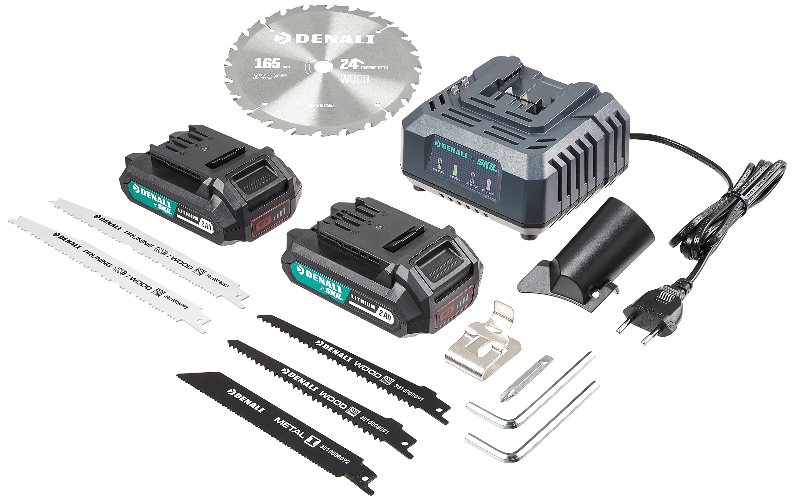 Marchio Amazon Denali SKIL Kit Trapano Seghetto Alternativo Sega Circolare Faretto 18V 20V max 2 Batterie 2.0Ah Caricabatteria Blu