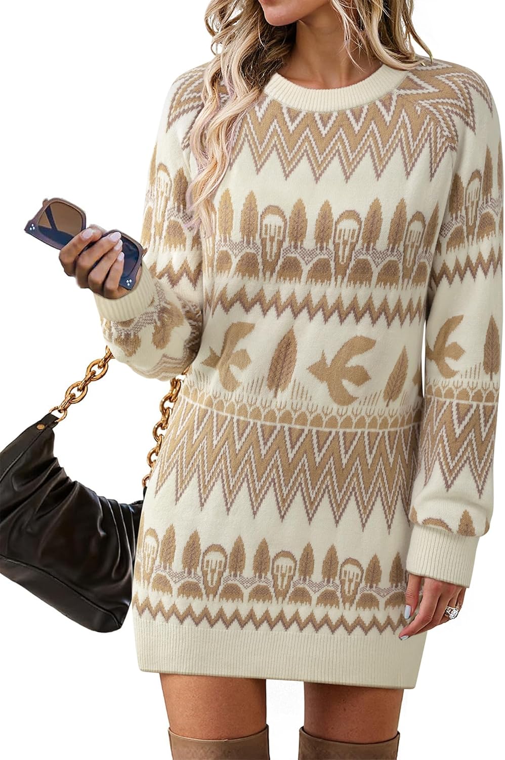 VALOLIA Womens Sweater Dress 2025 Long Sleeve Fall Loose Knit Pullover Tunic Sweaters