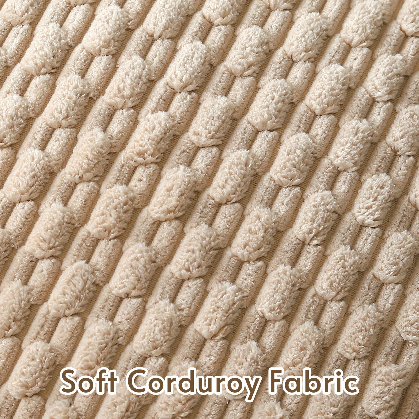 Sungeek Set of 2 Tan Soft Corduroy Decorative Cushion Covers Boho Striped Throw Pillow Covers for Sofa Couch Living Room Patio Farmhouse Home Decor Pillowcases 40x60cm - Image 4