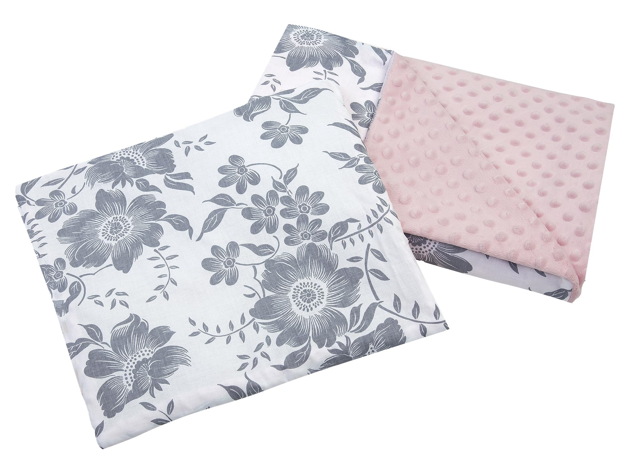 Medi Partners Baby Blanket Crawling Blanket with Pillow 100% Cotton Minky Children's Blanket 55 x 75 + 35 x 30 cm Multifunctional for Pushchairs Baby Seat Cradle (Berry with Pink Minky)