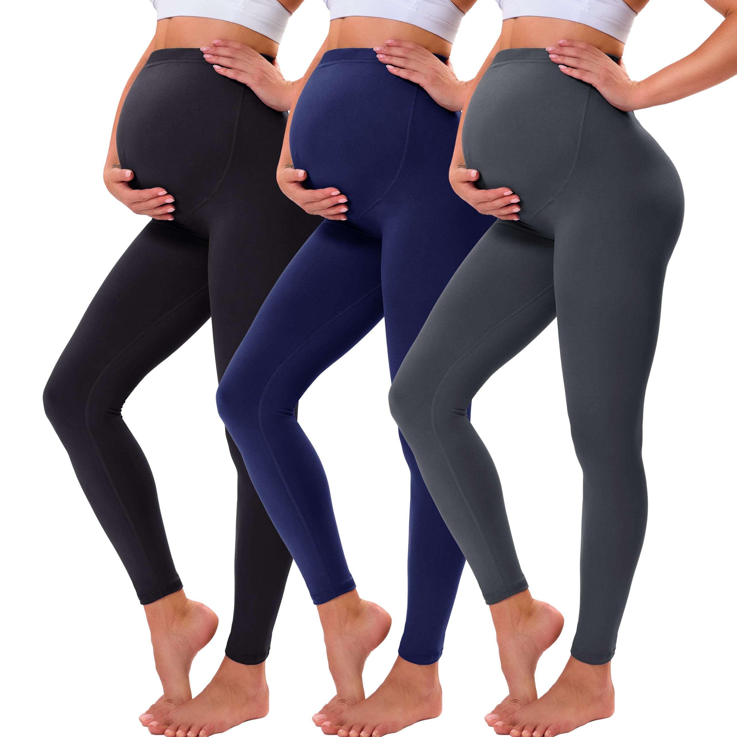 VALANDY Creamlush Maternity Leggings Over Bump Buttery Soft Belly Support Adjustable High Waisted Pregnancy Pants Yoga Pajama