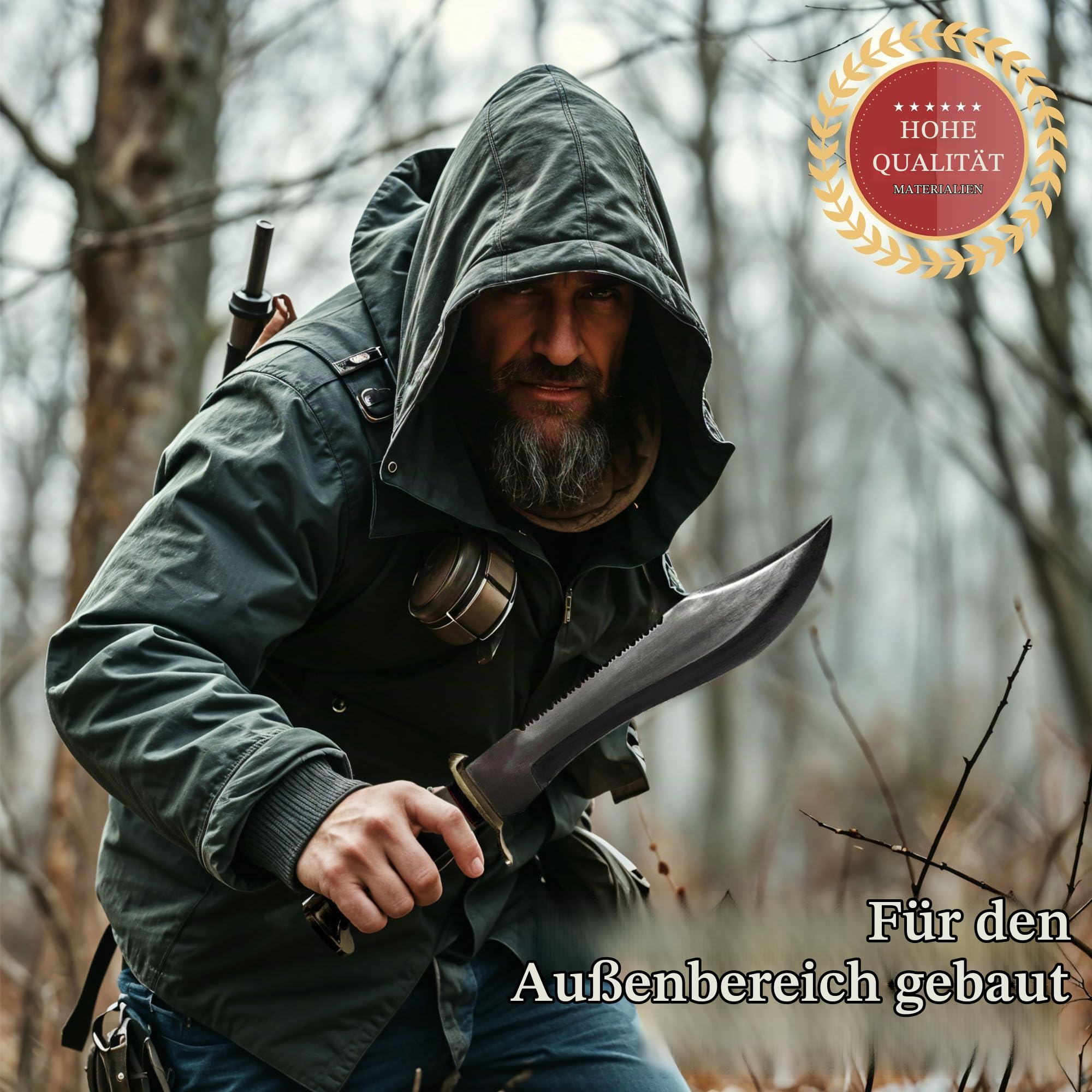 Swords and more Mick Crocodile Dundee Jagdmesser – 44,5 cm Bowie-Messer aus 440 Edelstahl – Inkl. Lederscheide – Legendäre Filmreplik für Sammler & Outdoor-Fans
