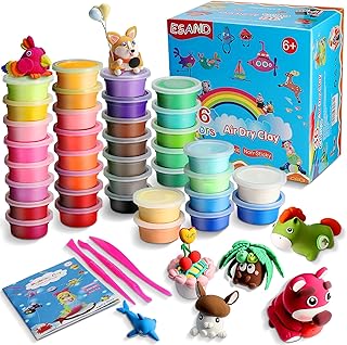 ESAND Air Dry Clay - 36 Colors Modeling Clay Best Gift for Kids, Ultra Light Magic Modeling Clay with Modeling Tools and Project, No-Sticky and Non-Toxic