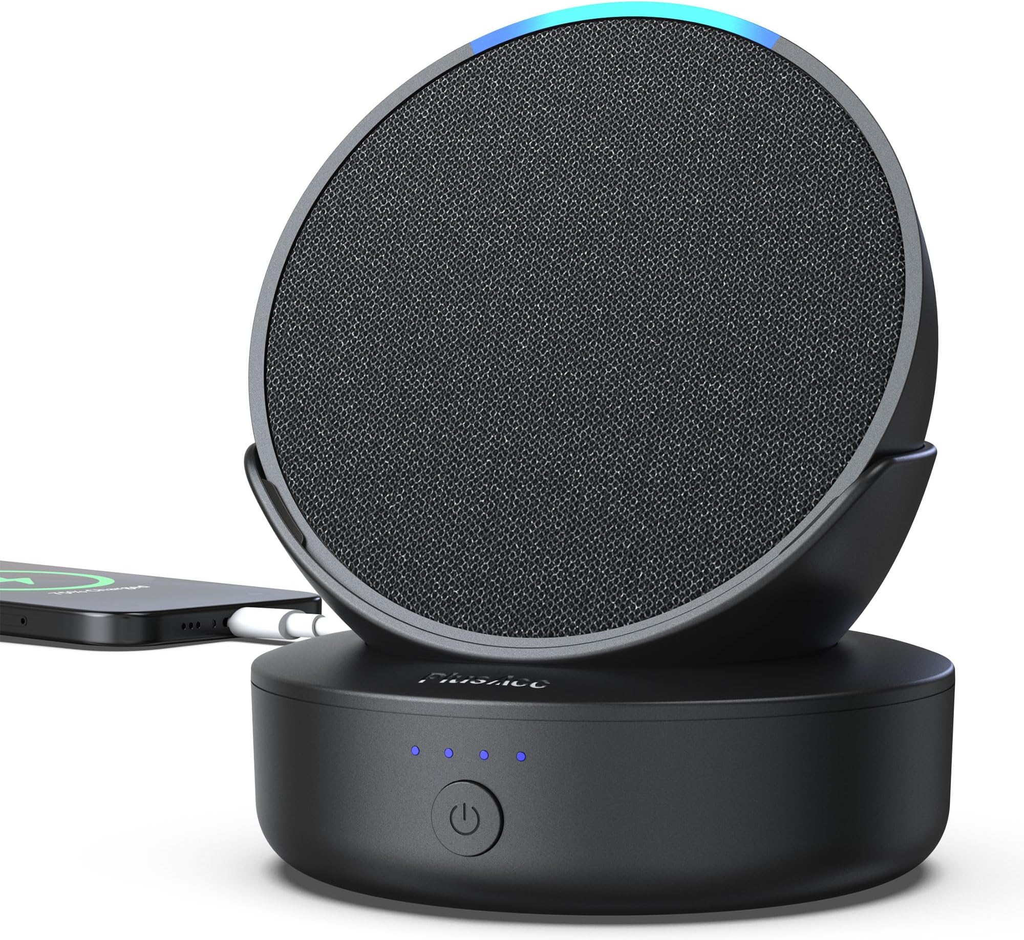 PlusAcc Rechargeable Battery Base for Ech0 Pop - Portable Charging Station (Without Pop) Black - with USB-C Charing port for iPhone