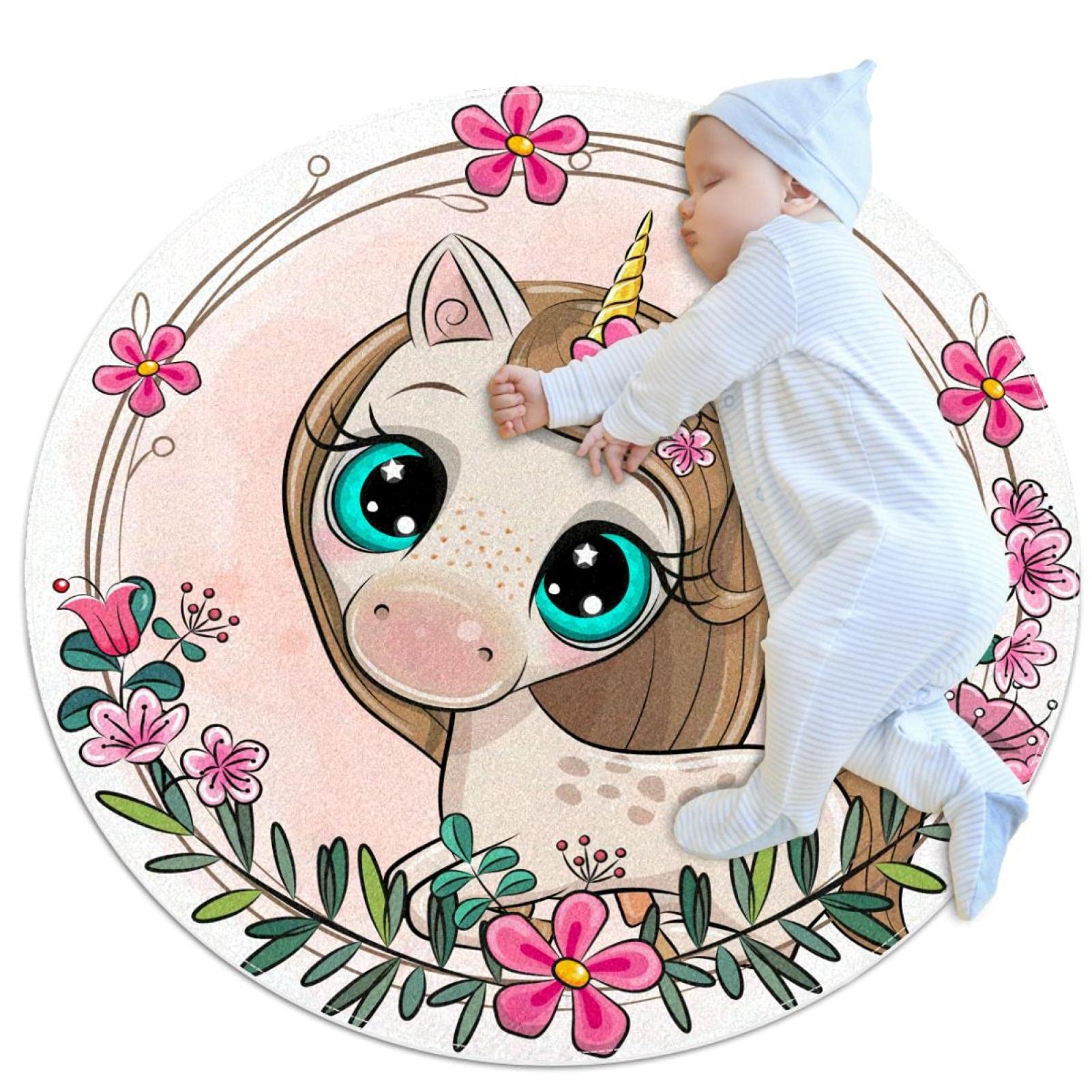 Tapis rond pour enfants lavable et doux pour isoler le sol de la zone de jeu