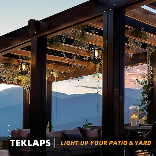 Miniatura 2 de Faroles solares impermeables para exteriores, paquete de 2 unidades, luces LED solares colgantes de cristal automáticas, farol al aire libre con