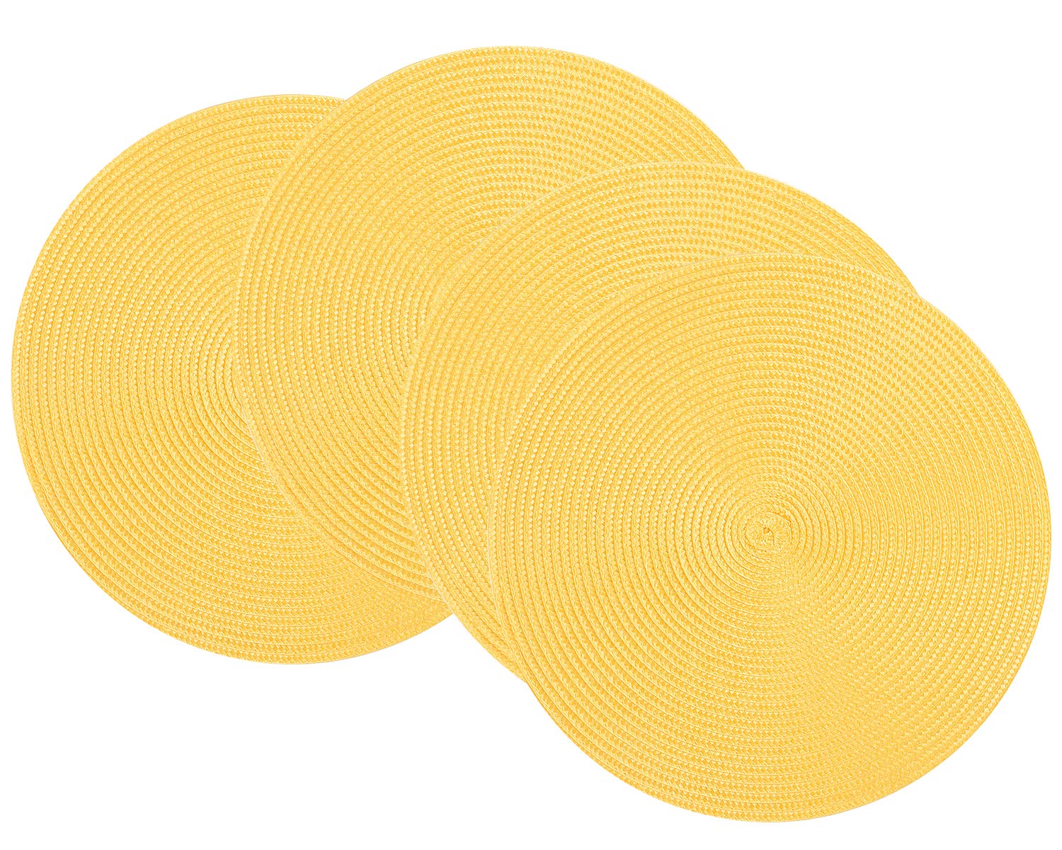 Round Placemats Set Of 4 Woven Placemats Washable Braided Table Mats For Dining Table Heat Resistant Non-Slip Circle Place Mats(Black