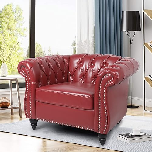 Miniatura 64 de RARZOE Moderno juego de sofá de 2 piezas para sala de estar, contemporáneo con botones copetudos, de piel sintética, sofá de tres plazas y sofá de