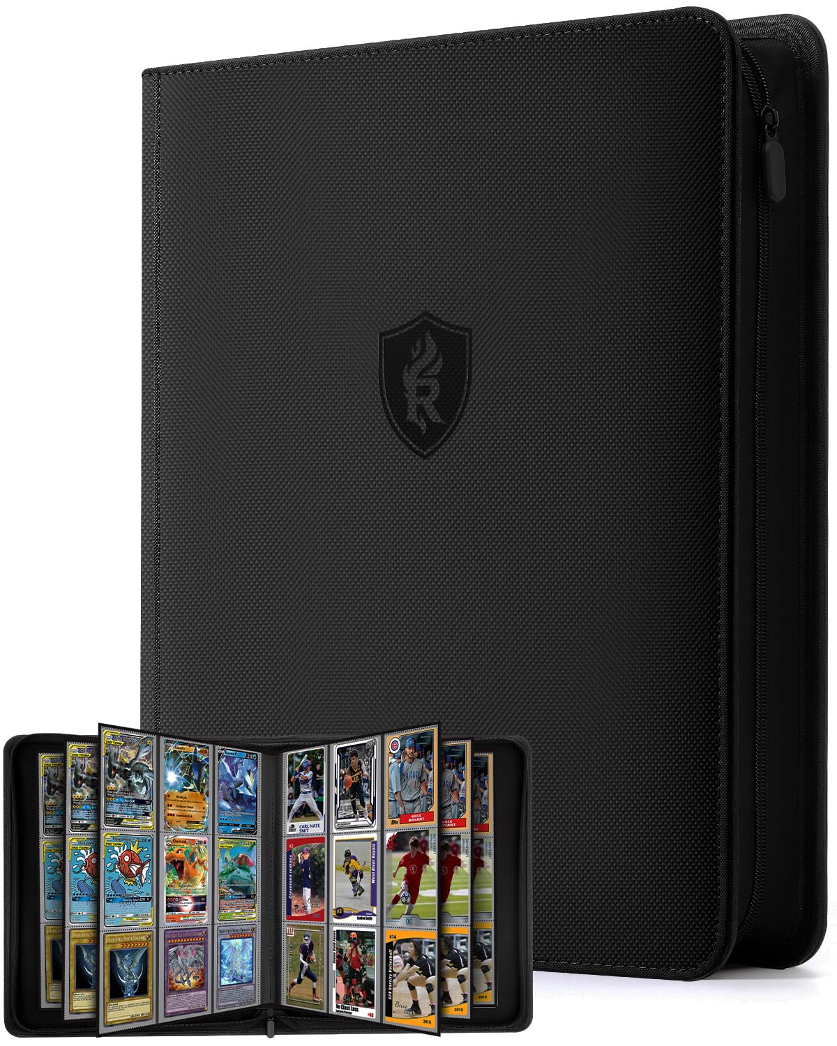 9 Pocket Toploader Binder with Zipper – Holds 288 Top Loaders – Premium Double-Sided Card Album for Trading Cards, TCG, MTG, Sports Cards