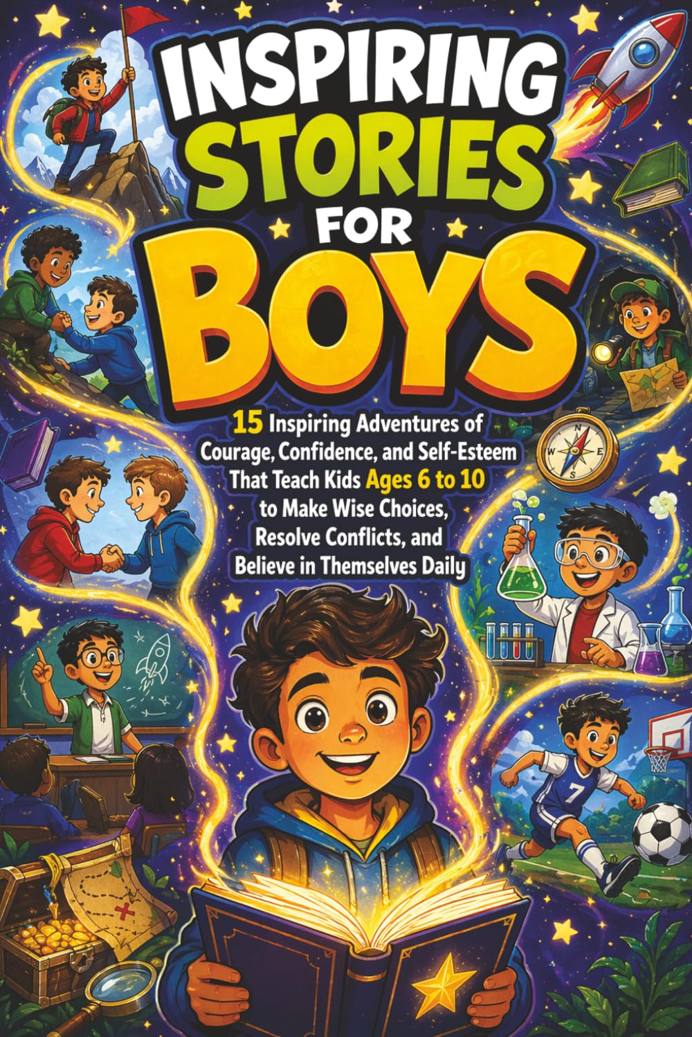 Inspiring Stories for Boys: 15 Inspiring Adventures of Courage, Confidence, and Self-Esteem That Teach Kids Ages 6 to 10 to Make Wise Choices, Resolve Conflicts, and Believe in Themselves Daily