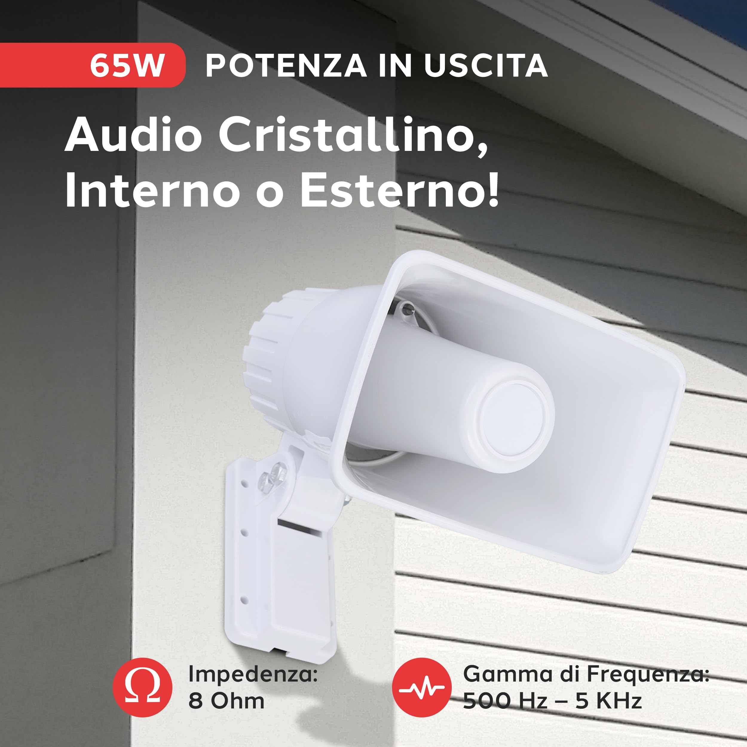 Pyle Cassa Audio Altoparlante PA Interno/Esterno 15 cm 8 Ohm 50 Watt Picco con Staffa, Speaker con Accessori Inclusi, Bianco