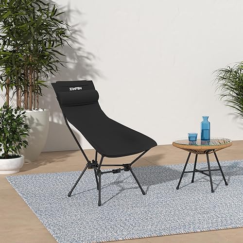 Miniatura 2 de Sillas de campamento, silla de camping portátil con reposacabezas y bolsa de almacenamiento, sillas plegables ligeras para acampar al aire libre,