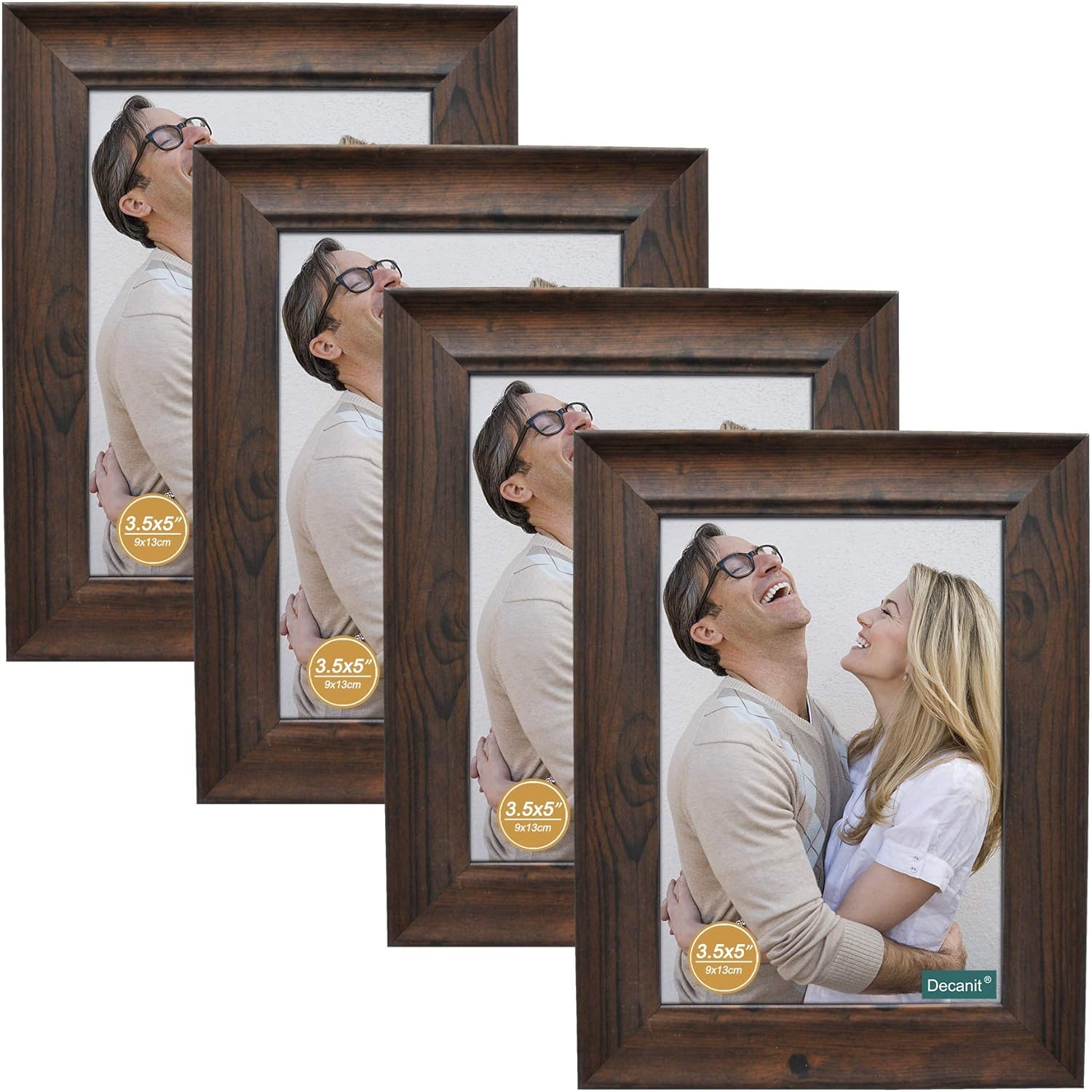 DECANIT 3.5x5 Picture Frames Rustic Distressed Brown Wood