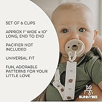 Vista 7 de BUNNYBEE Neutral Garden Friends - Juego de 6 clips para chupón para niños y niñas, elegante y práctico mordedores para bebés, baby shower