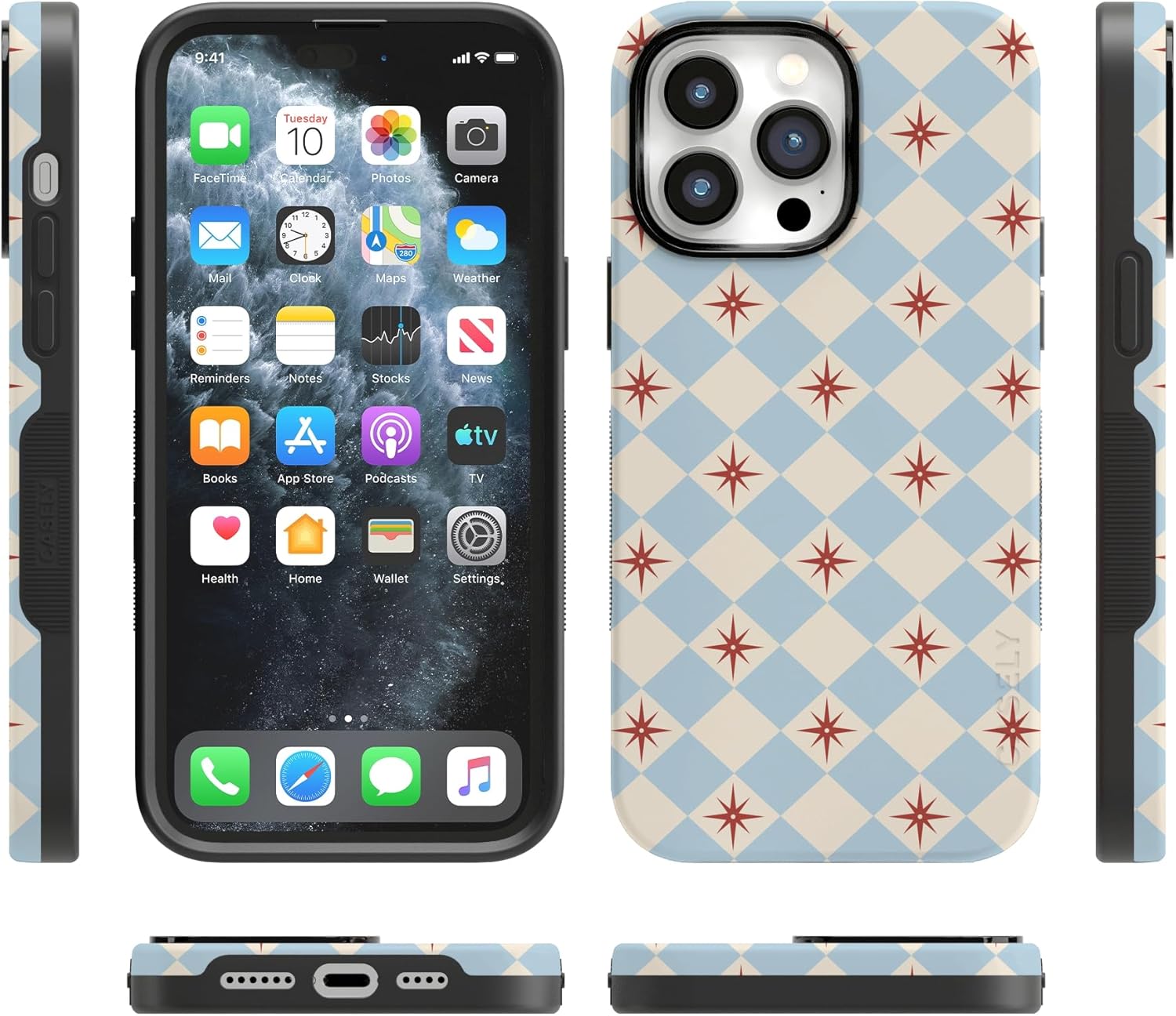 Casely iPhone 14 Pro Max Case | Chelsea Checker | Starlight Tiles | Bold Protective Design | Compatible with MagSafe