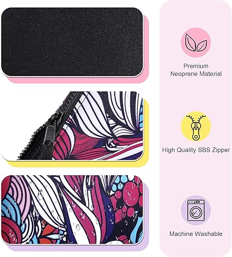 Miniatura 3 de Bolsa de maquillaje grande con cremallera, bolsa de cosméticos portátil para bolso, bolsa de viaje de neopreno lavable para mujer, Colorful Leopard,