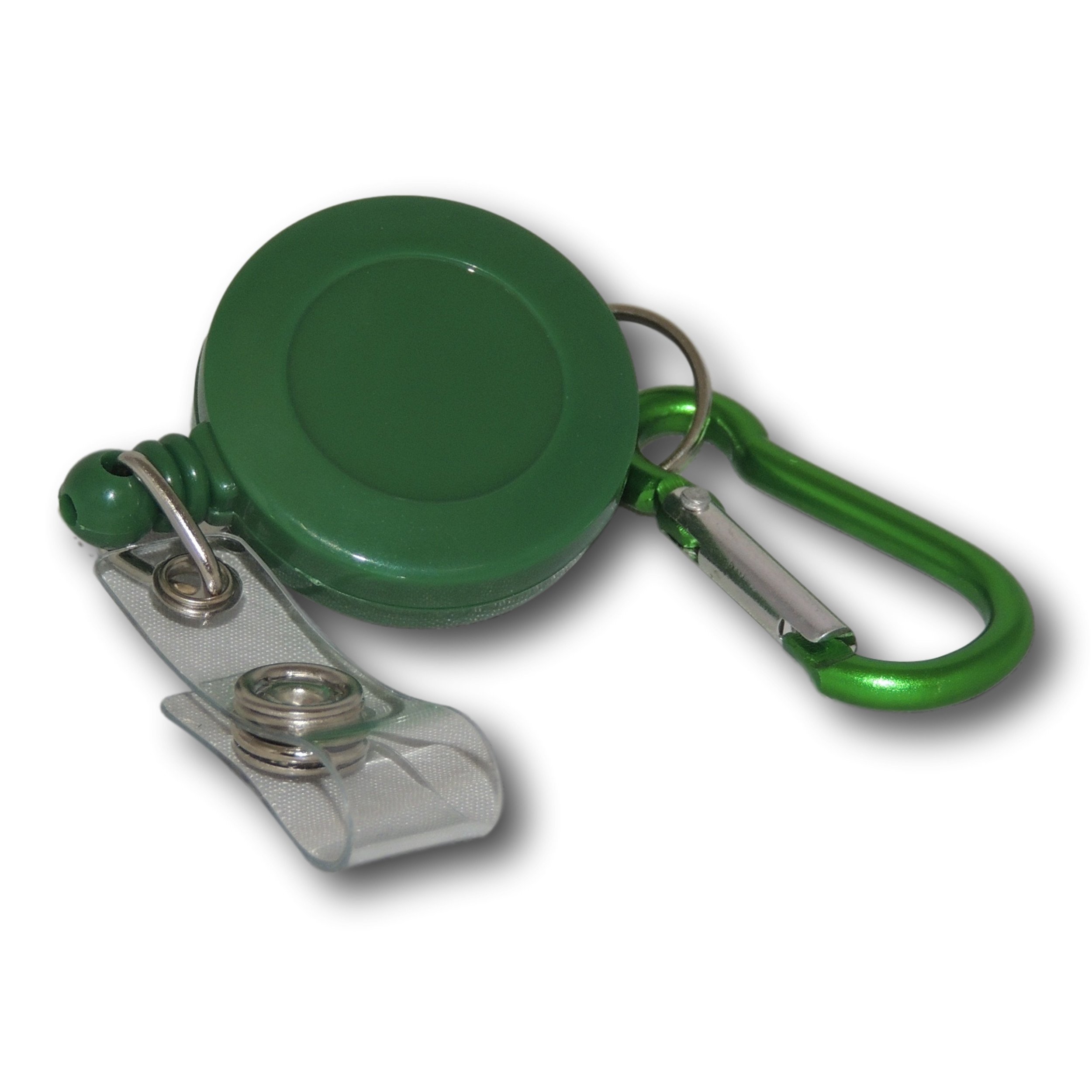 EPOSGEAR Retractable Reel Recoil Pull Chain Cord Carabiner Belt Clip with Clear Ski Pass ID Card Badge Holder - Supplied with 3M Sticky Pad for Mounting (Green - 25 Pack) โ image 1