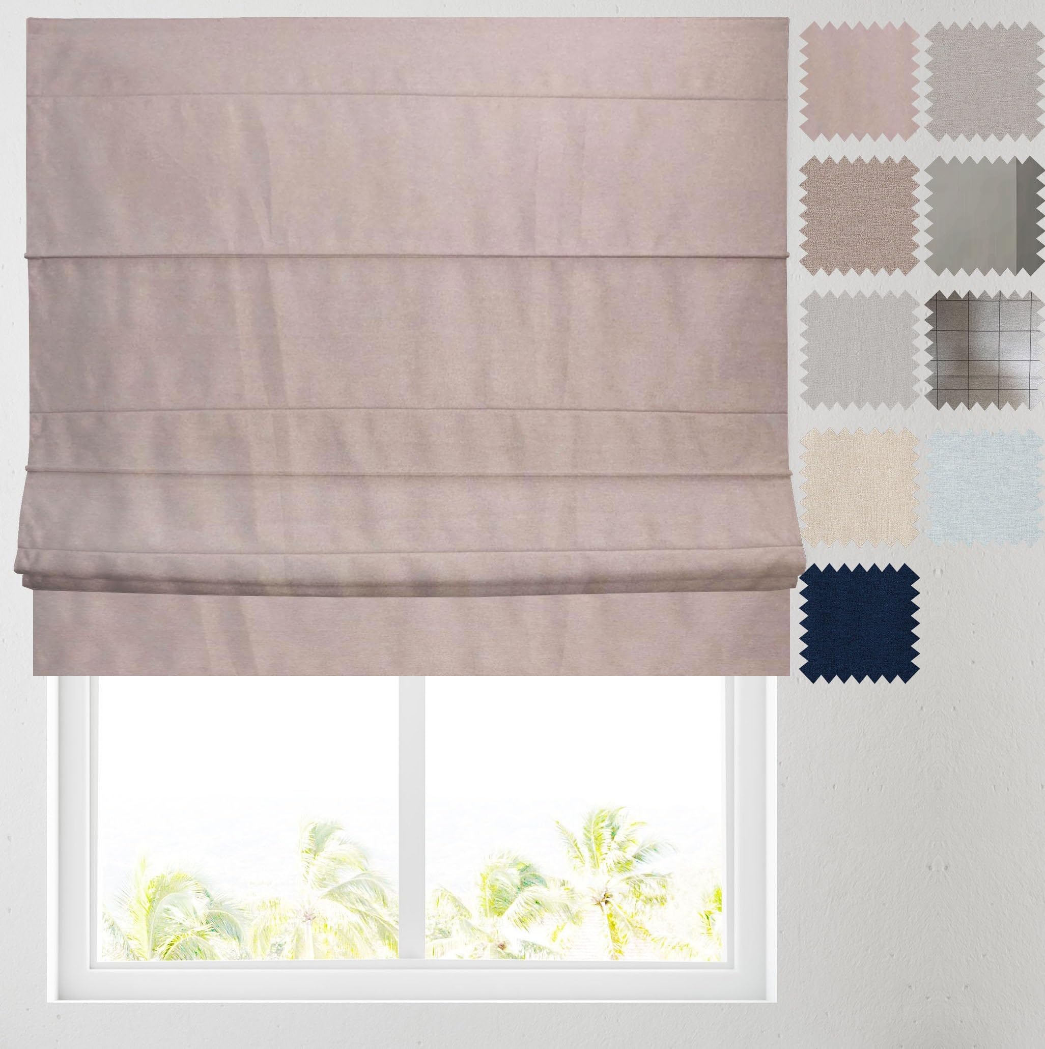 Barnes Blinds And Interiors Blush Pink Barnes Blinds - Soft Textured Ara Blackout Roman Blinds -Durable Fittings Easy Fit ( 61Cm)