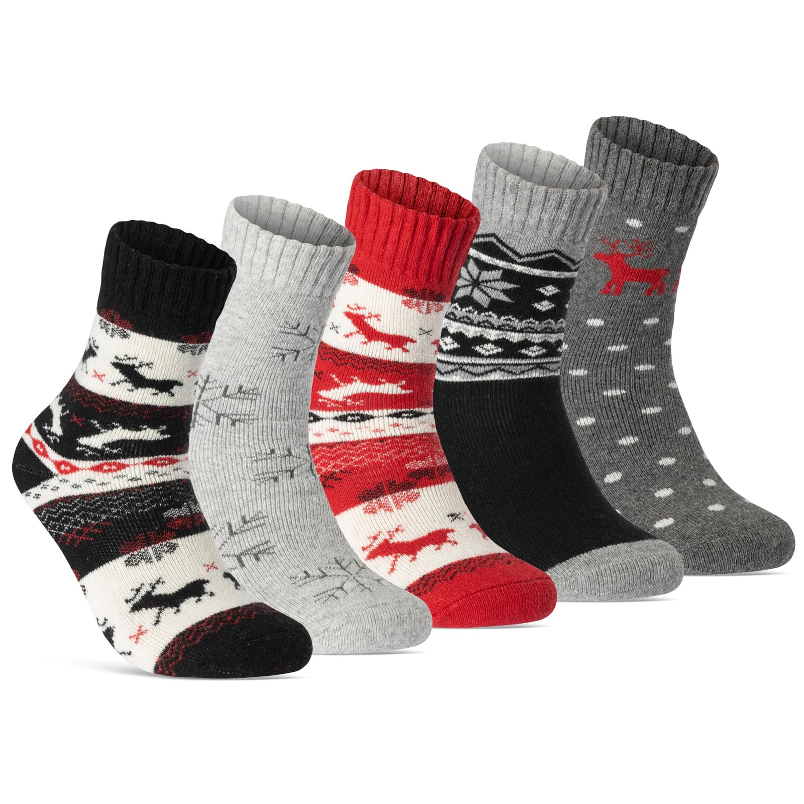 Damen THERMO Socken (5 Paar) warme Wintersocken weiche Wollsocken mit Innenfrottee