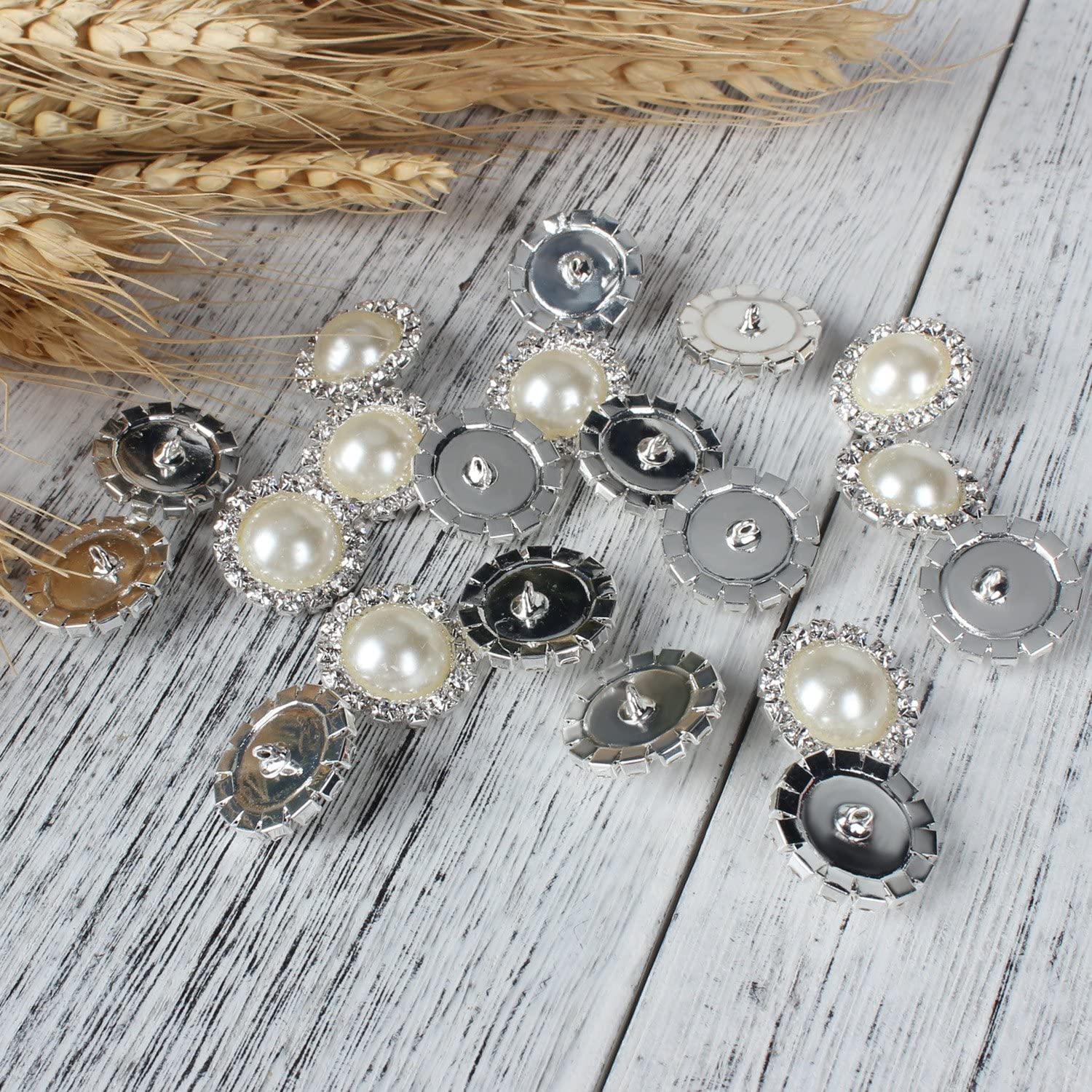 10Pcs 16mm Round Rhinestone Pearl Buttons | Vintage Sew-on Buttons For DIY Crafts & Clothing