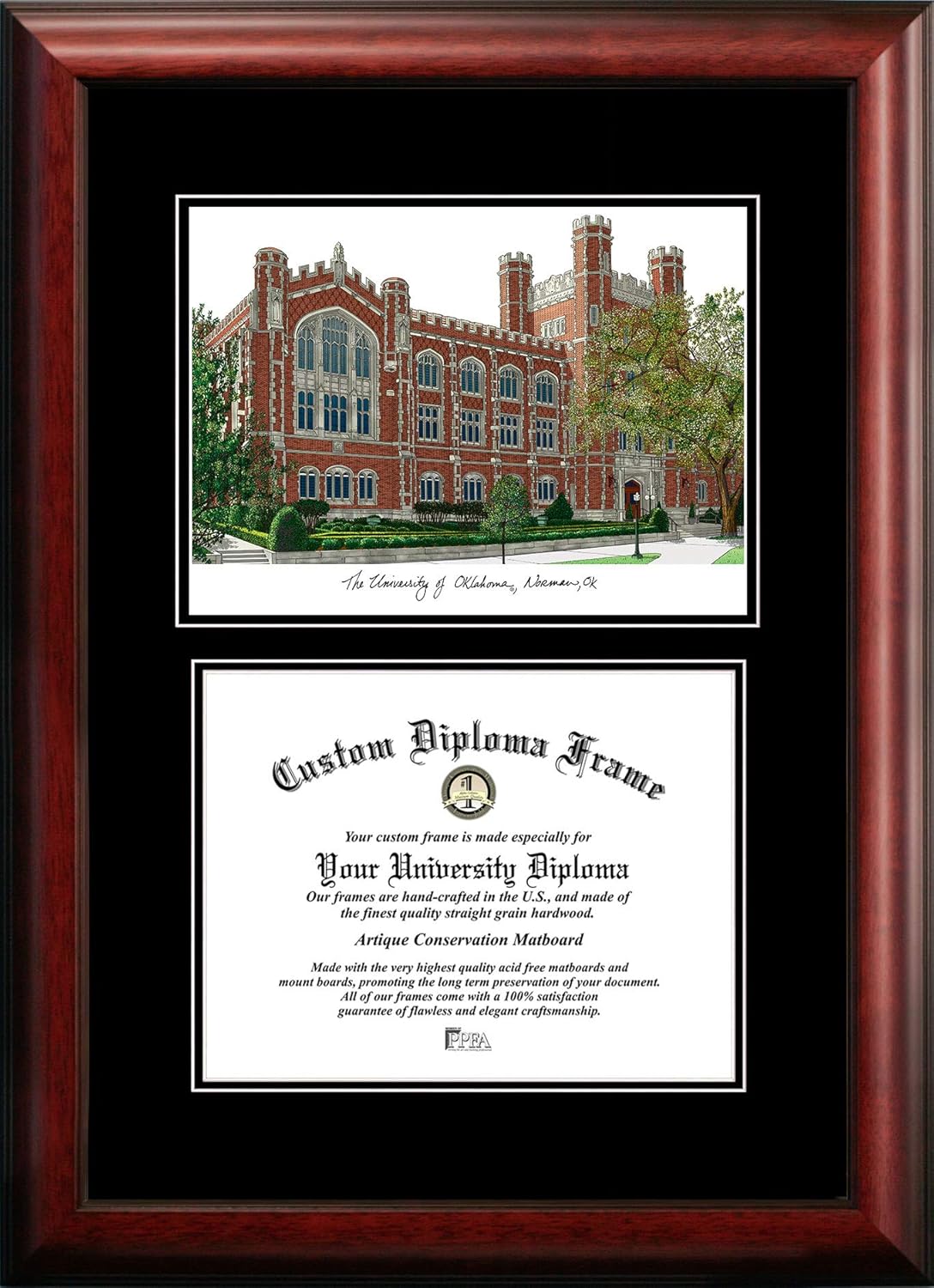 Campus Images OK998D University of Oklahoma Diplomate Diploma Frame, 8.5" x 11"