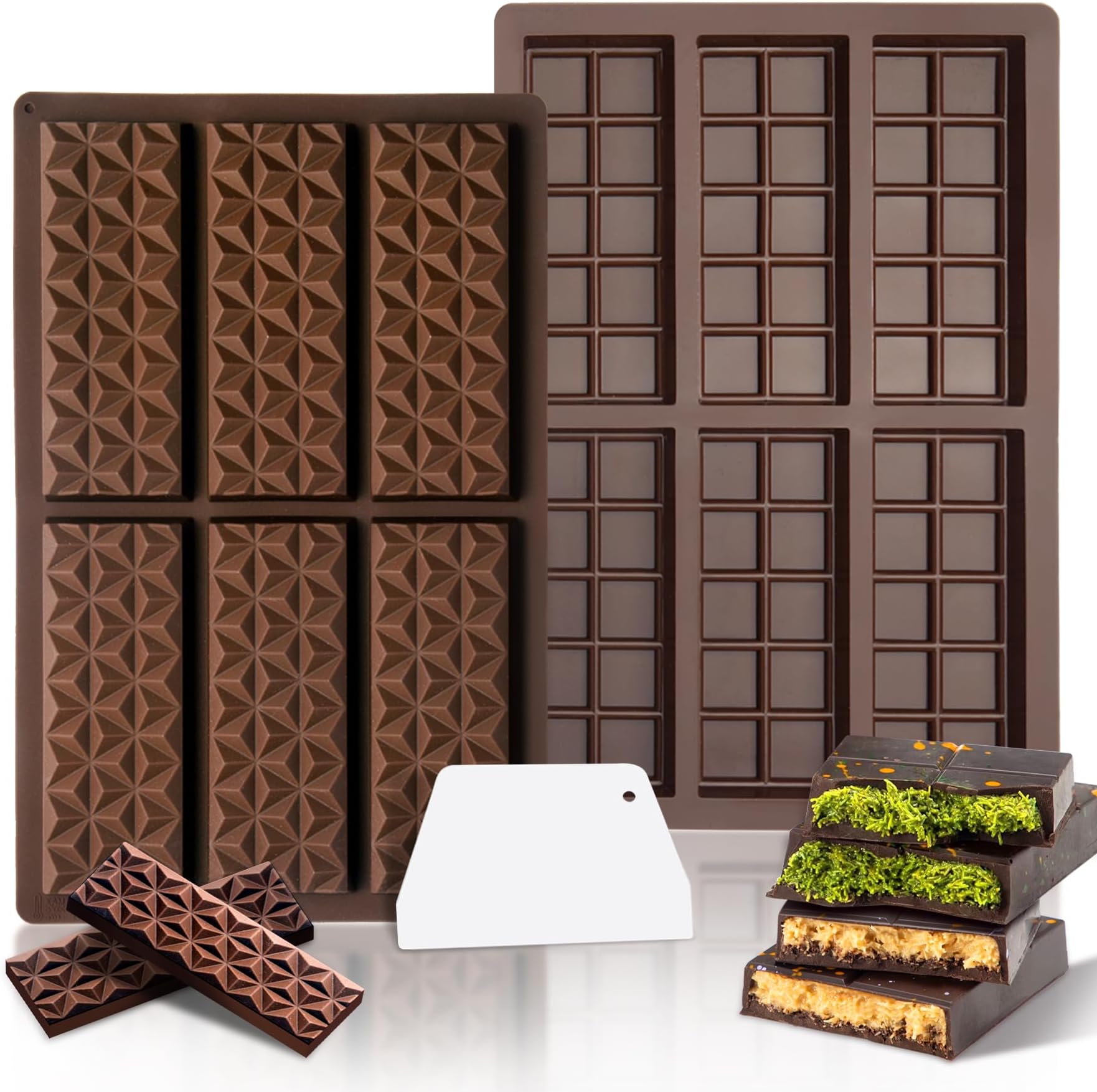 Moule Silicone Tablette Chocolat Dubai - Pour Barres Chocolatées Maison, Noix, Fruits Secs, Facile à Démouler