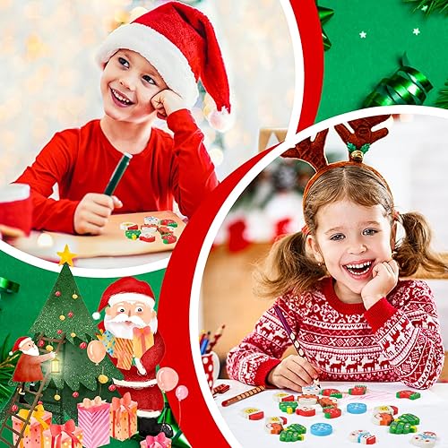 Miniatura 6 de 192 gomas de borrar de Navidad para niños, borradores grandes de Navidad, copos de nieve, árbol de Navidad, a granel, para niños, relleno de