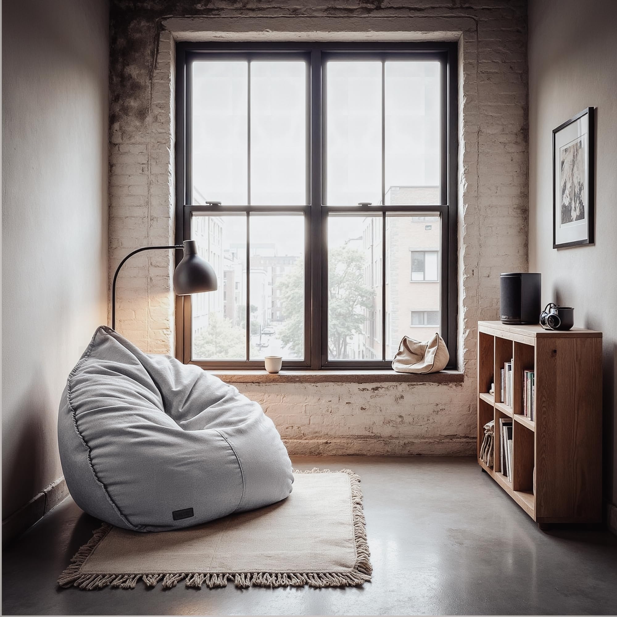 Aiire Puff Salón XXL de Diseño - Sillón Puff con Relleno Incluido - Sofá Puf Gigante de Interior en Algodón Premium - Bean Bag Chair Moderno para Adultos y Habitación Juvenil Gris [100x100x90]