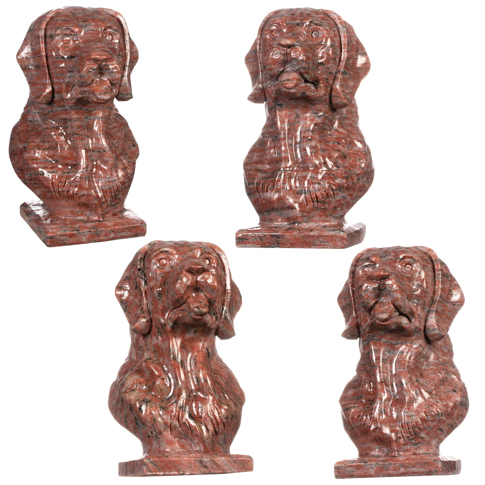 Nupuyai 4" Sesame Red Jasper Crystal Stone Dog Statue - Image 4