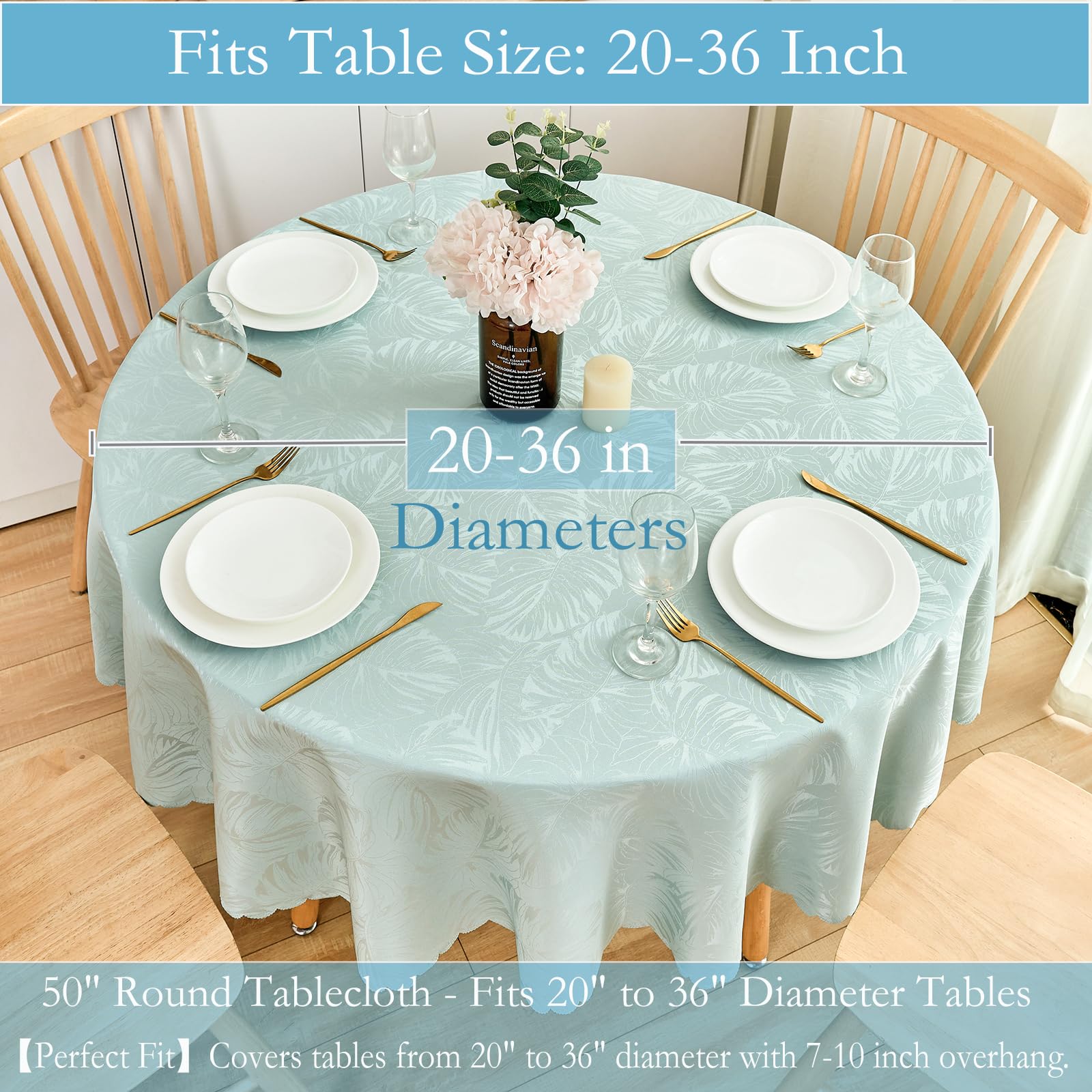 EFFICINATURE Nappe Ronde En Tissu Jacquard Imperméable