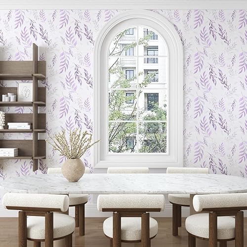 Miniatura 4 de Blue Leaf Papel de contacto de 17.5 pulgadas x 393 pulgadas, papel tapiz de hojas bohemias autoadhesivo para despegar y pegar, papel de pared floral