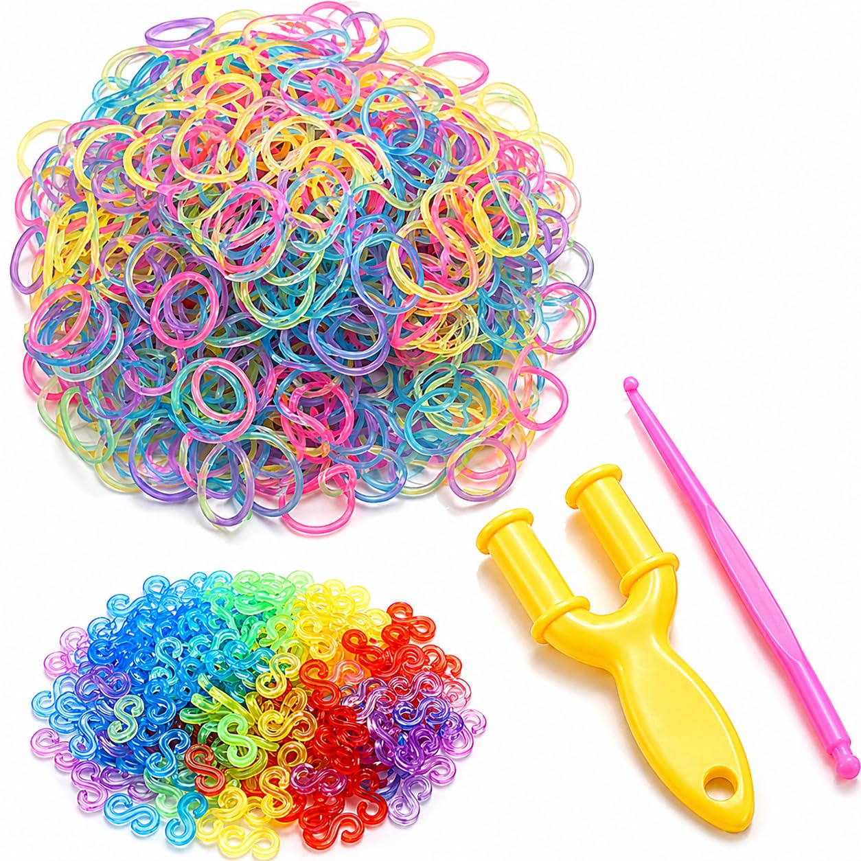 Crafties Glow And Dark 600+ Glow In The Dark Loom Bands, Loom Bands Refill Pack With Hook Tool And Colorful S Clips Art Craft Refills For Diy Bracelet Making Refill Kit