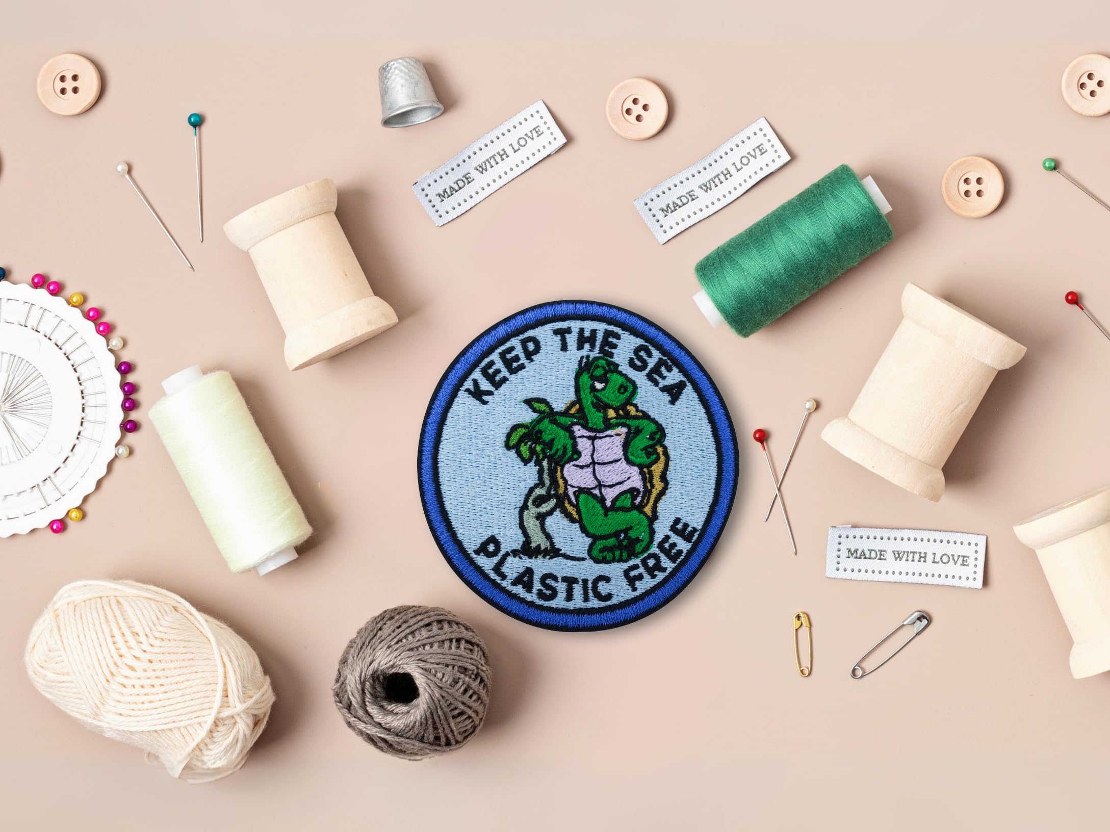 Keep the Sea Plastic Free Toppa termoadesiva a forma di tartaruga | Toppe in plastica termoadesive