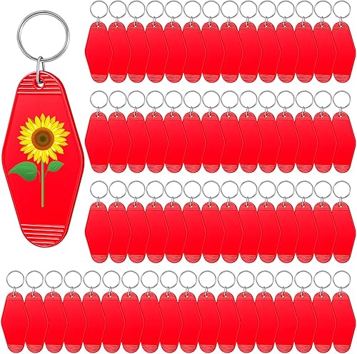 Meanplan 60 unids Motel Llavero en blanco Sublimación de hotel en blanco Llaveros Rhombus Vintage Key Tags Transferencia de calor Hotel Llavero