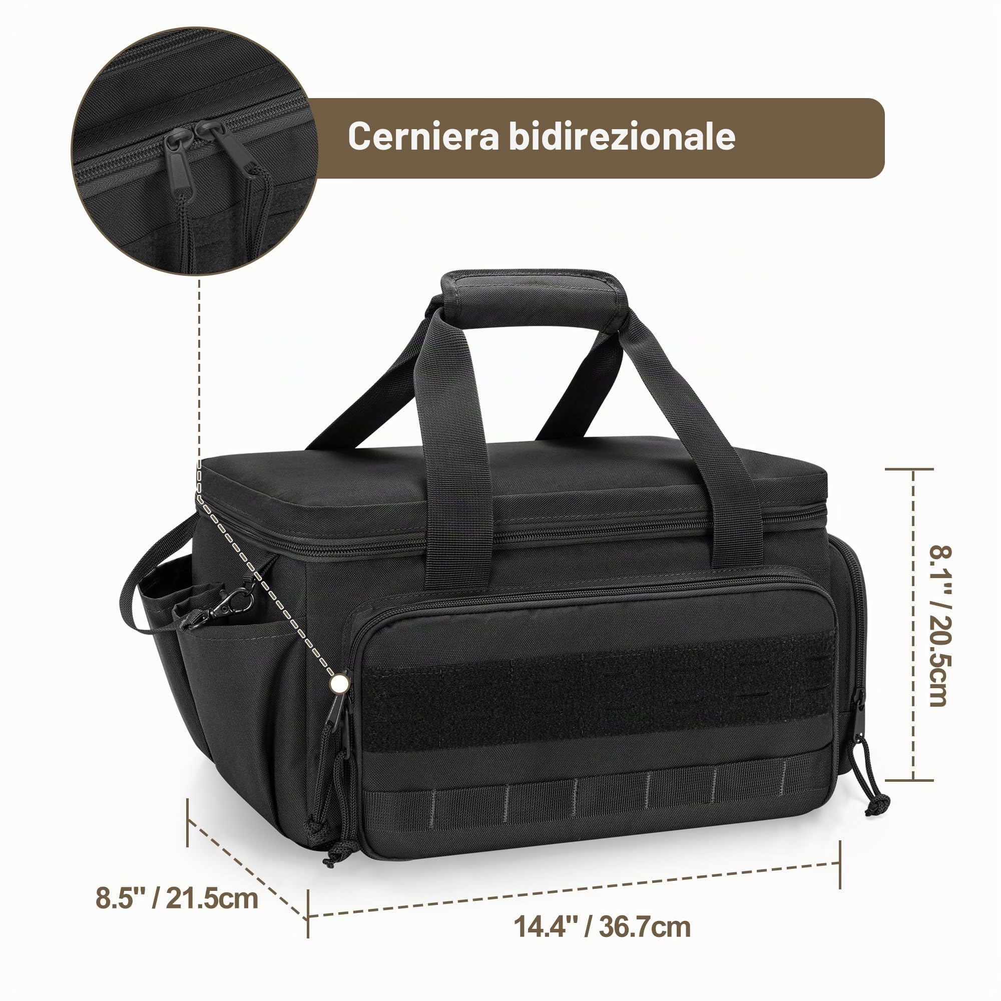 Rexmica 36cm Borsa Portautensili, Borsa Attrezzi Manuale da Uomo, Nero | Organizer Portautensili Elettricista, porta Attrezzi da Lavoro Multiuso per Riparatore, Falegname, Tuttofare