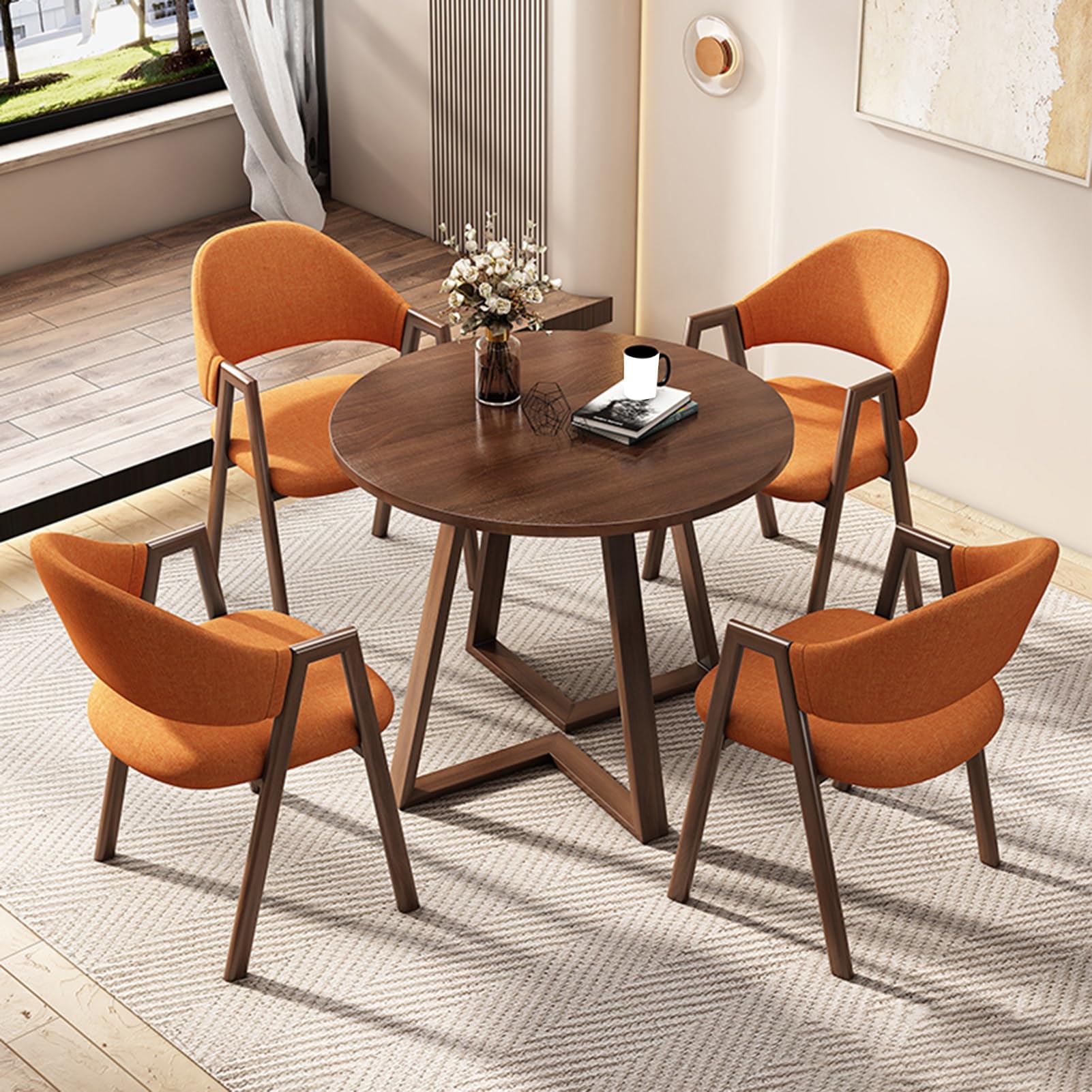 Amazon.co.jp: モダンオレンジ会議テーブルセット 椅子4脚付き