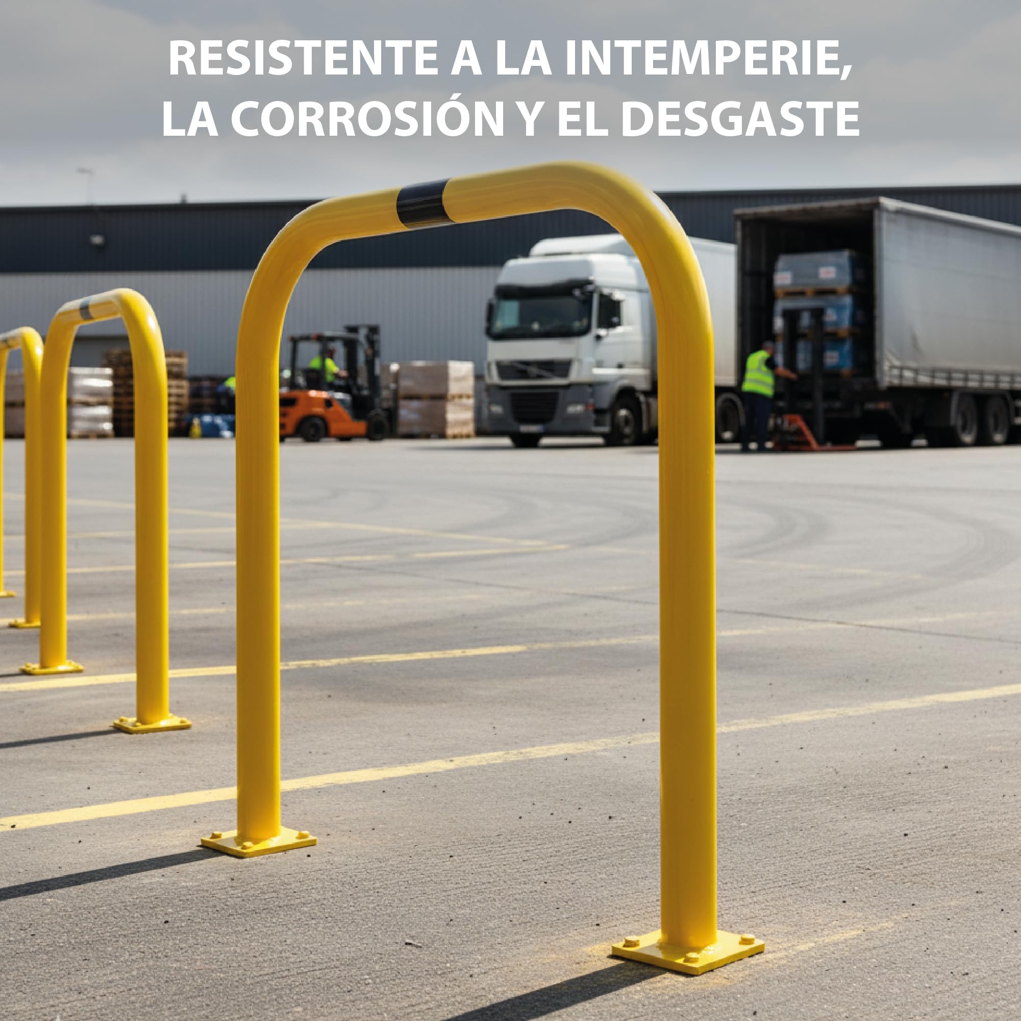 Barra de Protección Metálica de Acero Amarillo con Franjas Negras | Barreras de Seguridad Industrial para Almacenes, Parkings y Garajes | Alta Visibilidad, Fijación Estable y Diseño en U (1200x1000mm)