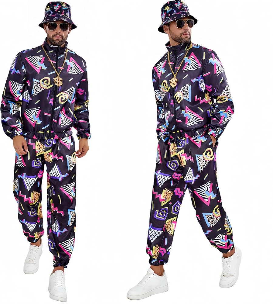 Amazon.com: Haoibdeo 80s Hip-Hop Dance Costume for Adults, Men and