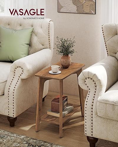Miniatura 2 de VASAGLE MAEZO Collection - Mesa auxiliar, mesa auxiliar rectangular pequeña de 2 niveles, 11.8 x 18.9 x 21.8 pulgadas, mesita de noche con patas