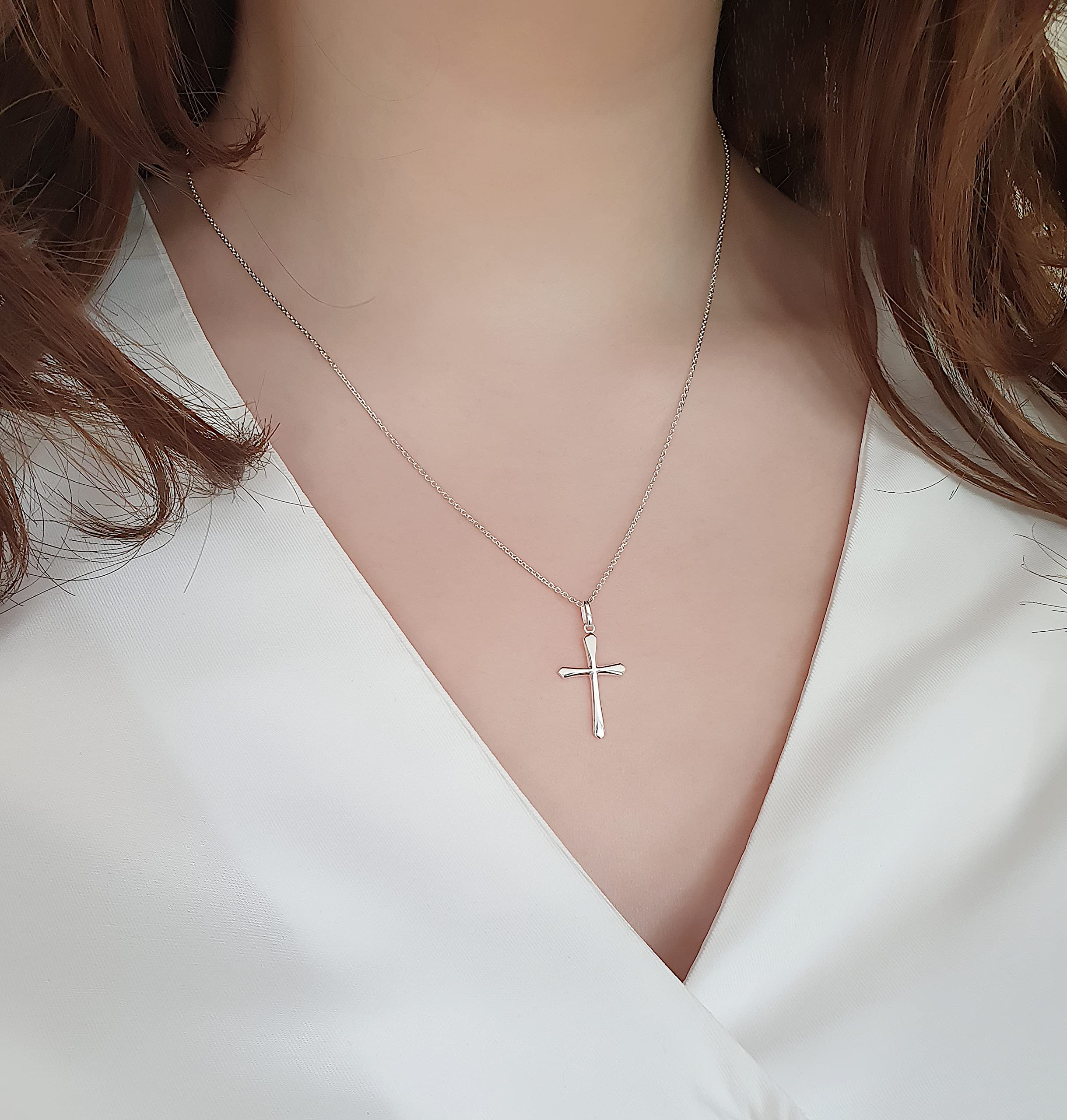 Halskette Kreuz Anhänger 925 Silber 23 mm Geschenk Konfirmation | Mädchen Firmung Kommunion