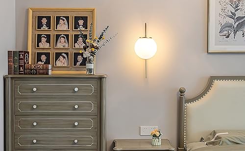 Miniatura 7 de Juego de 2 apliques de pared LED que funcionan con pilas, pantalla de cristal moderna con globo con control remoto, regulable, no cableado, fácil de