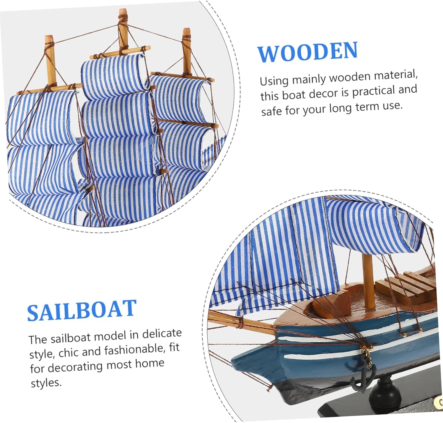 Levemolo Wooden Sailboat Model Decor Unique Nautical Home Decoration for Living Room Dining Room Bedroom Handcrafted Retro Style Sailboat Figurine