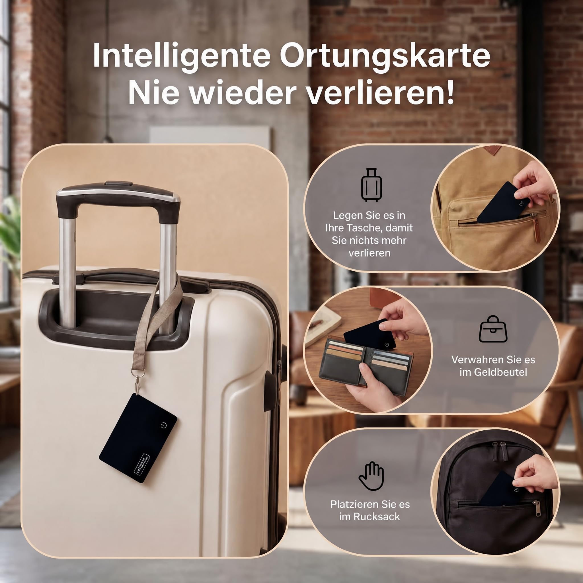 Air Tracker Karte Tag Wiederaufladbarer,kompatibel mit Apple Wo ist? & Find My (nur iOS), IP68 wasserdicht – Slim Schlüssel-Tracker für Geldbeutel, Reisepass, Koffer (2er-Pack) Schwarz