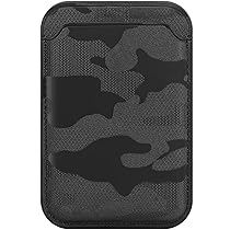 FIDWALL Magsafe Wallet Portafoglio Tessuti in Pelle per iPhone 16, 15, 14, 13, 12 Max, Pro, Plus, mini,con Anello in Ferro per all Phone Case,RFID Card Holder con Magsafe Magnete(Nero mimetico)