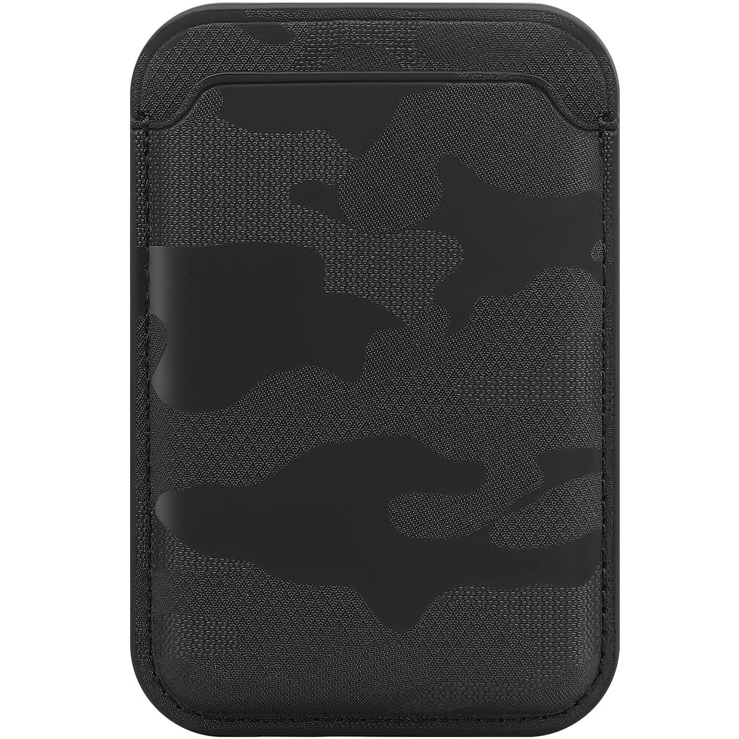 FIDWALL Magsafe Wallet Portafoglio Tessuti in Pelle per iPhone 16/15/14/13/12 Max/Pro/Plus/mini,con Anello in Ferro per all Phone Case,RFID Card Holder con Magsafe Magnete(Nero mimetico)