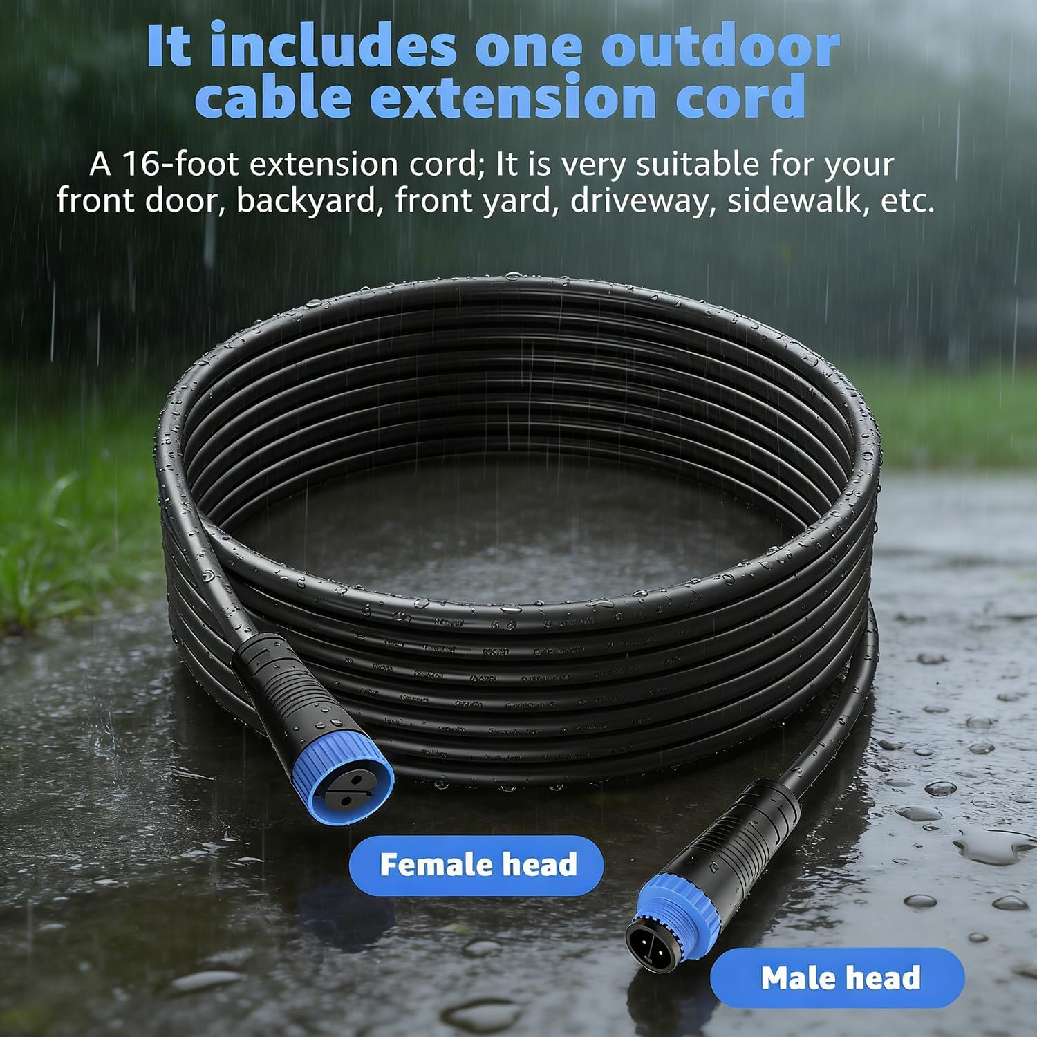 16-Foot Weatherproof Extension Cable for Philips Hue Outdoor Low Voltage Lights, Compatible with Lily Spot/XL Spot, Calla Pathway, Impress Pedestal, Impress Wall,Econic Pathway, Amarant Light Bar thumbnail
